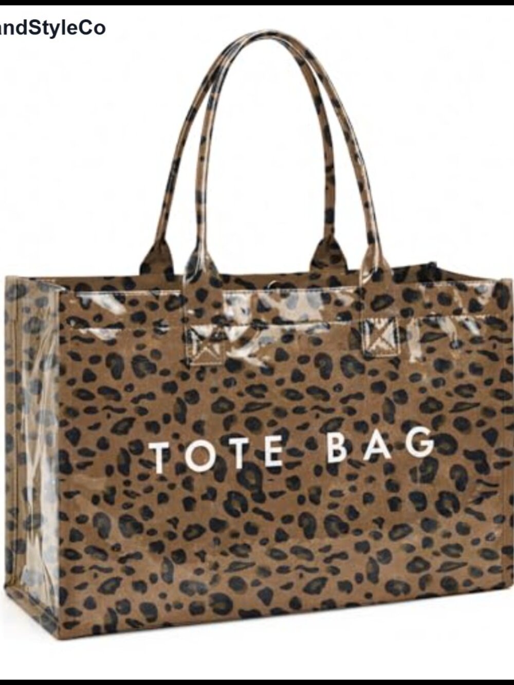 PVC Tote Bag Large Work Plastic Purse Letter Print Shoulder Hobo Handbag